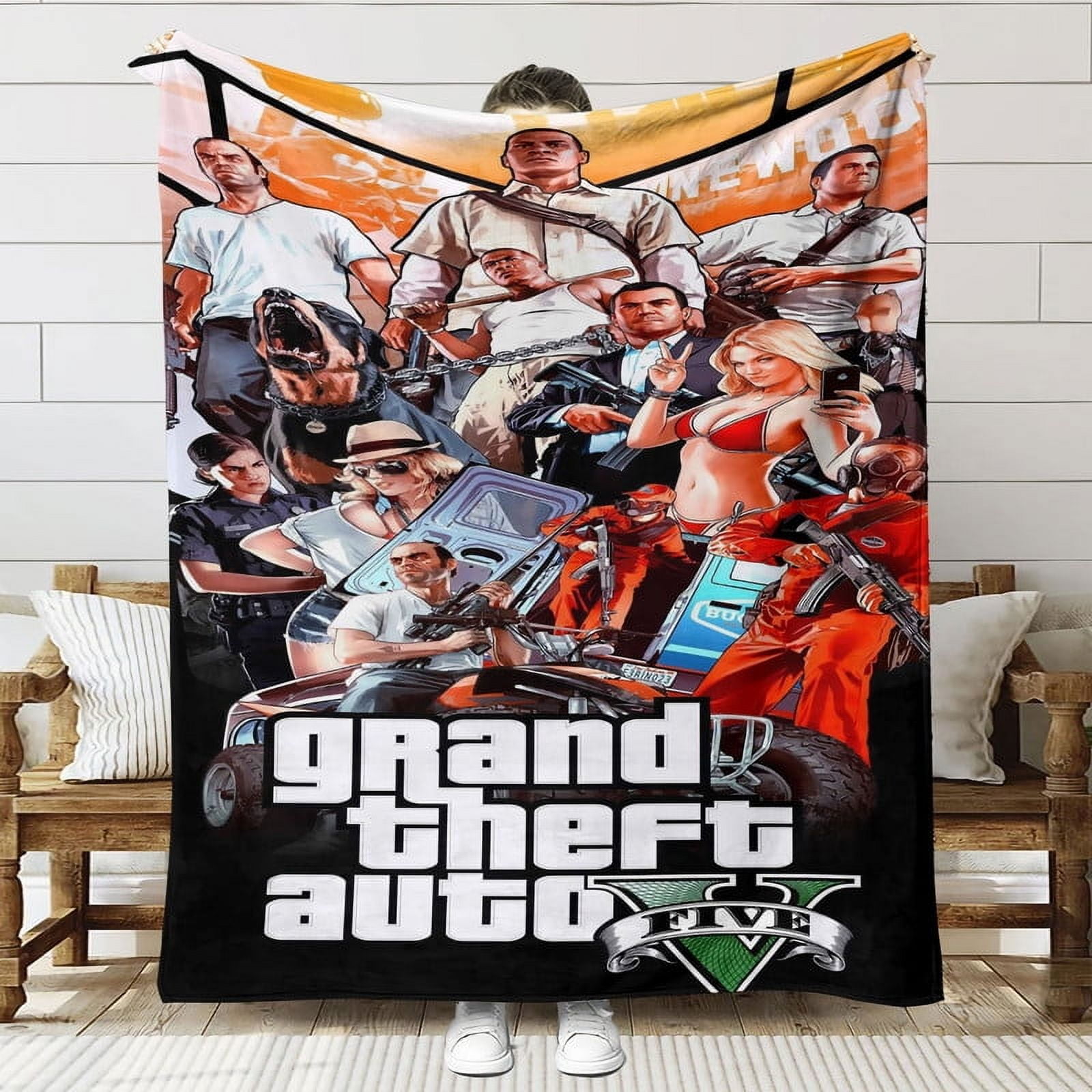 Grand Theft Auto Gra5 Throw Blanket Gifts for Fans Lover Girls Boys Women Present Hoodie Him Bed 50"x60"