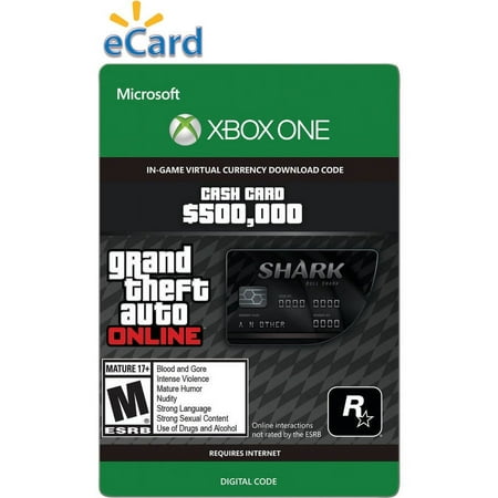 Microsoft: Grand Theft Auto Online: Bull Shark Cash Card 500000 Prepaid Gaming E-Card Xbox One (Send Via Email) (1 Pack)