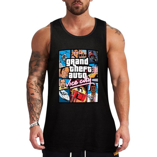 Grand Theft Auto Vice City Games Groovy Men's Tank Top Muscle Workout