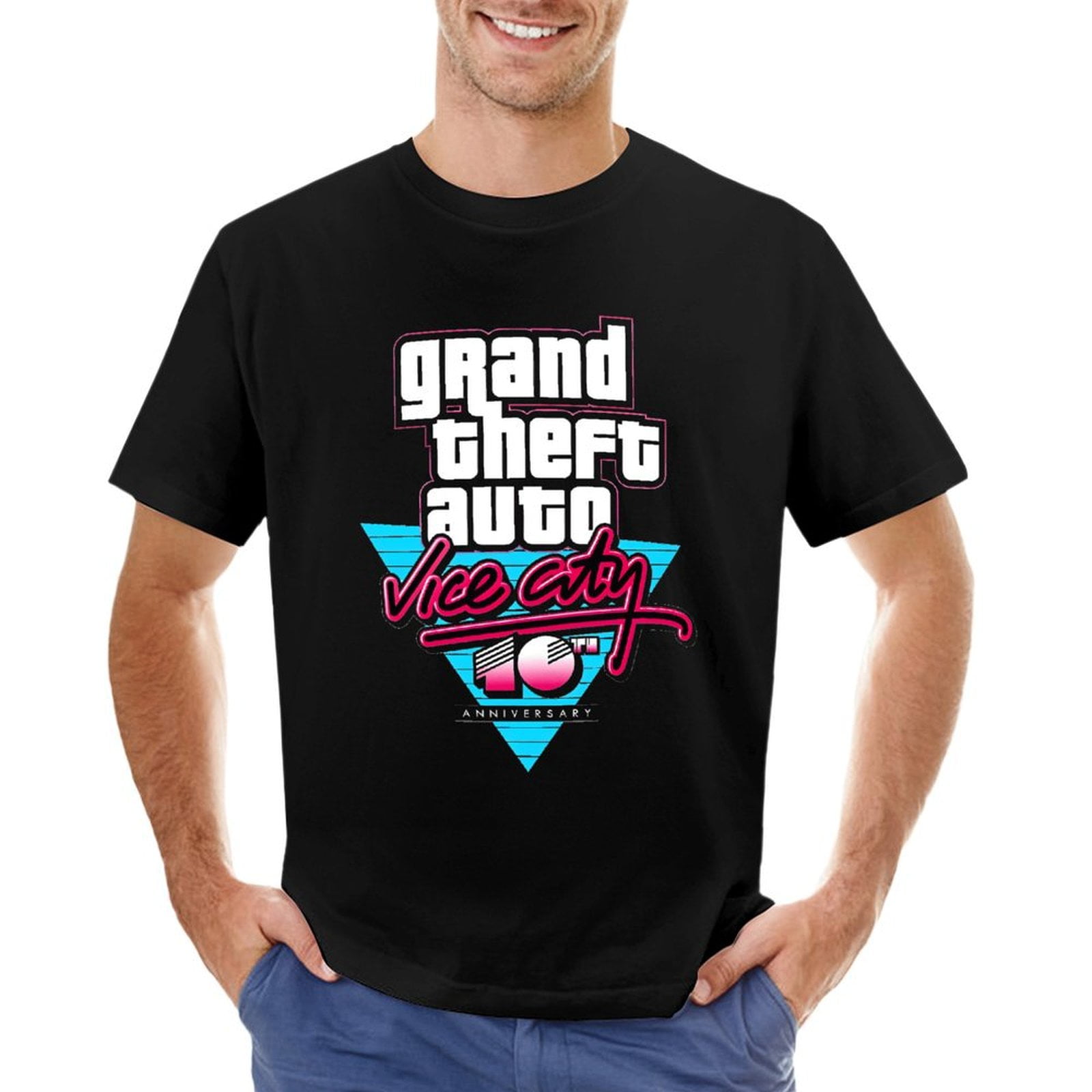 Grand Theft Auto Vice City Games Men's Cotton Classic Short Sleeve T-Shirts  2XL