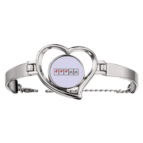 Grand Three Chiefs Mahjong Tiles Bracelet Heart Jewelry Wire Bangle