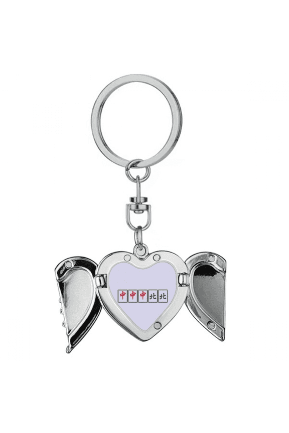 Grand Three Chiefs Mahjong Tiles Heart Angel Wing Key Chain Holder