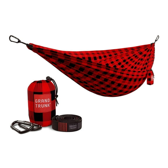 Grand Trunk Double Deluxe Hammock with Suspension Straps – Printed Parachute Nylon Hammock for Two, 10'6" x 6'6", 400 lb Capacity, Tree-Friendly Straps Included