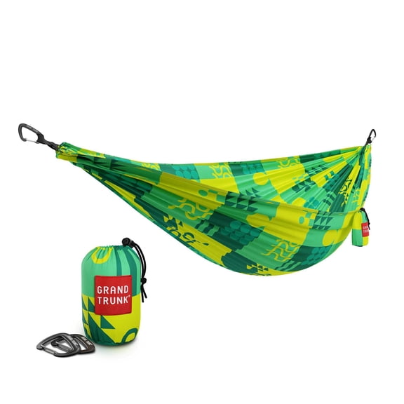 Grand Trunk TrunkTech Double Camping Hammock Lightweight Ripstop Nylon with Integrated Stuff Sack for Backpacking Hiking and Travel