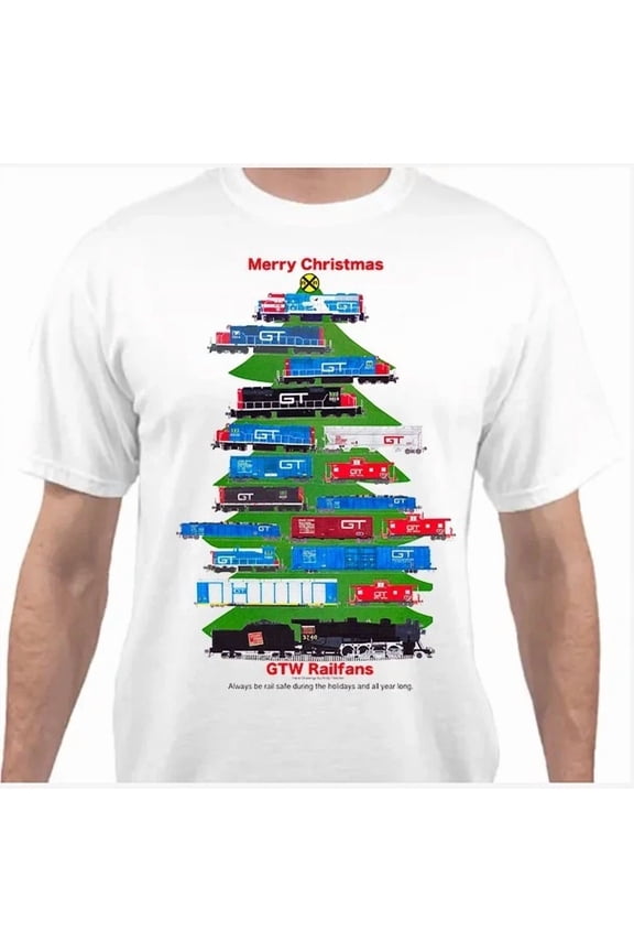 Grand Trunk Western Christmas Tree Railroad T-Shirt by Andy Fletcher