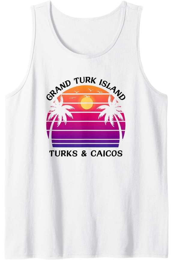 Grand Turk Island Turks & Caicos Sunset And Palm Trees Tank Top Size S-3XL
