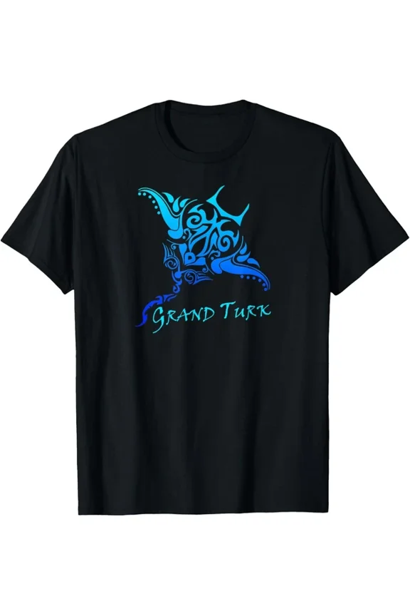 Grand Turk, Turks & Caicos Vintage Tribal Manta Ray Vacation T-Shirt Unisex S-5XL Hot Trending Shirt, Vintage Birthday Gift