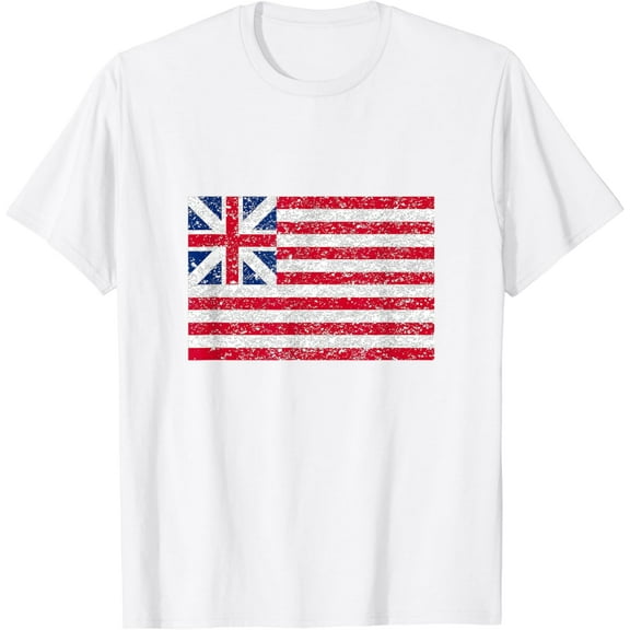 Grand Union Flag America Patriotic Distressed T-Shirt100% pure cotton white short-sleeved T-shirts for men and women