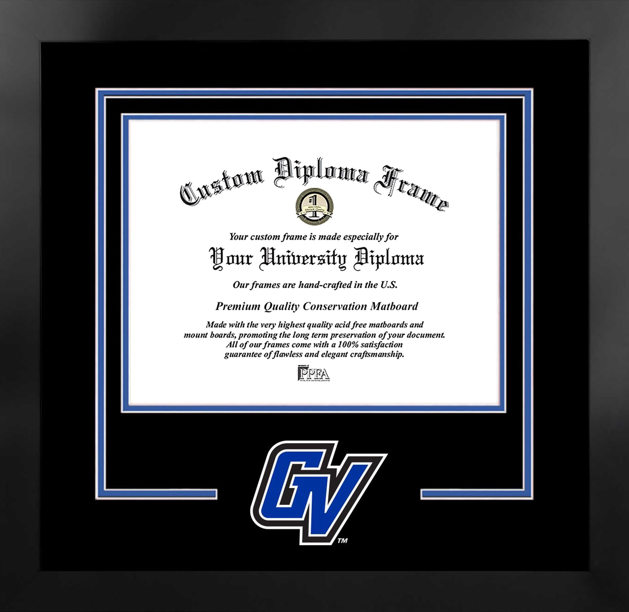 Grand Valley State Lakers 9w x 7h Spirit Diploma Manhattan Black Frame with Bonus Campus Images Lithograph (value savings $59)