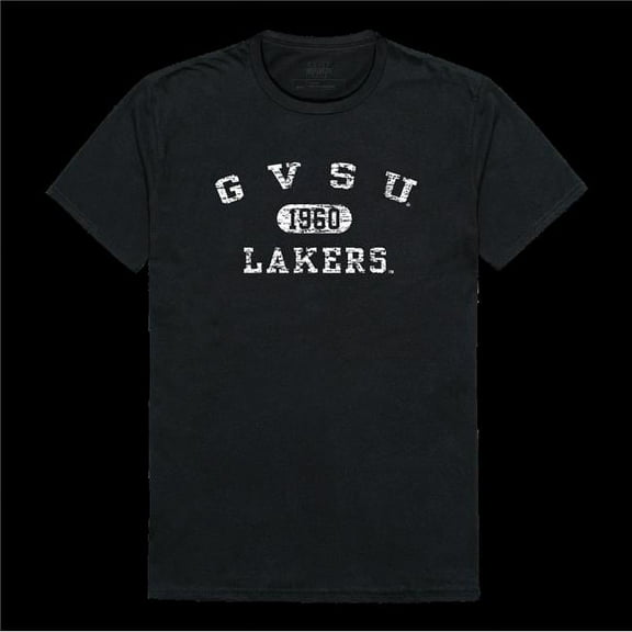 Grand Valley State University Lakers Distressed Arch College T-Shirt, Black - Medium