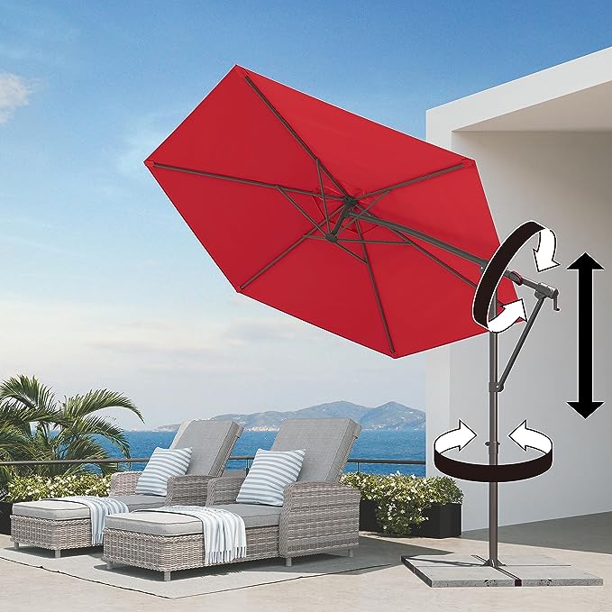 Grand patio 10FT Offset Patio Umbrella, Red