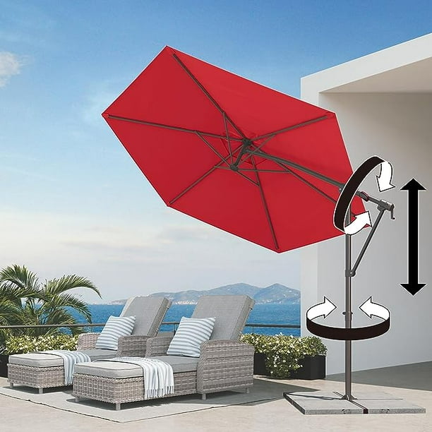 Grand patio 10FT Offset Patio Umbrella, Red
