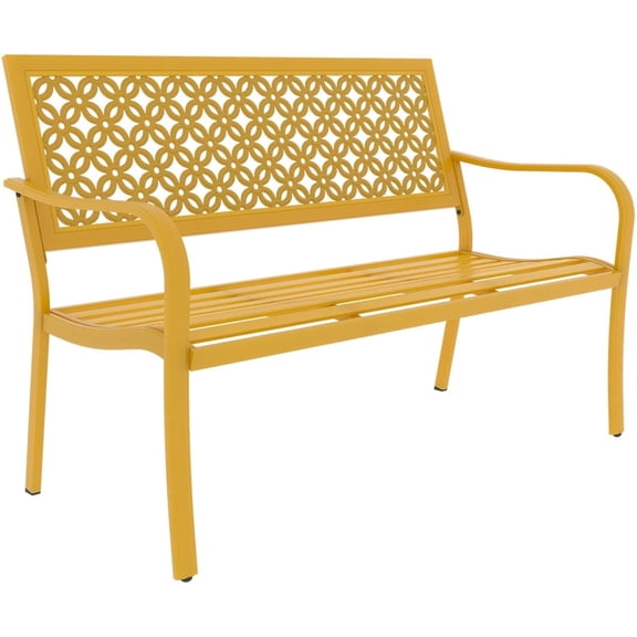 Grand patio 50" Outdoor Bench Garden Bench with Armrests Bench for Outdoors Lawn Yard Porch Sunflower Yellow