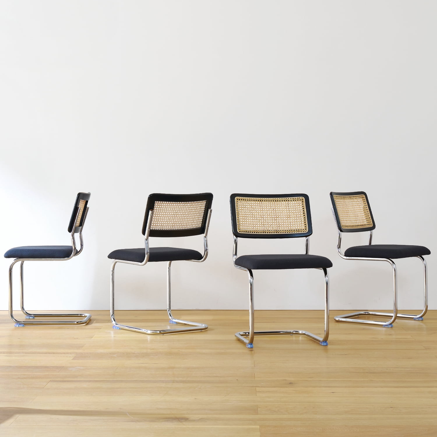 GrandNoor Black Chrome Rattan Dining Chairs,Wooden Mid-Century Modern ...