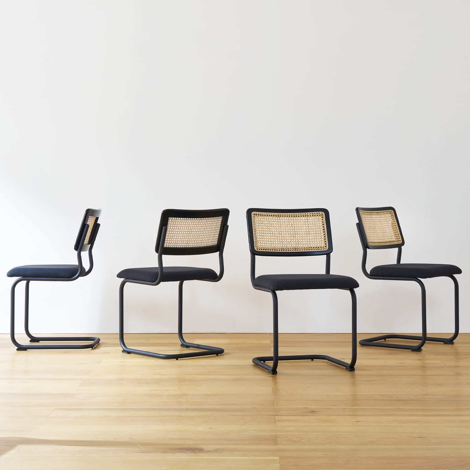GrandNoor Mid-Century Modern Black Rattan Dining Chairs for Indoor Room ...