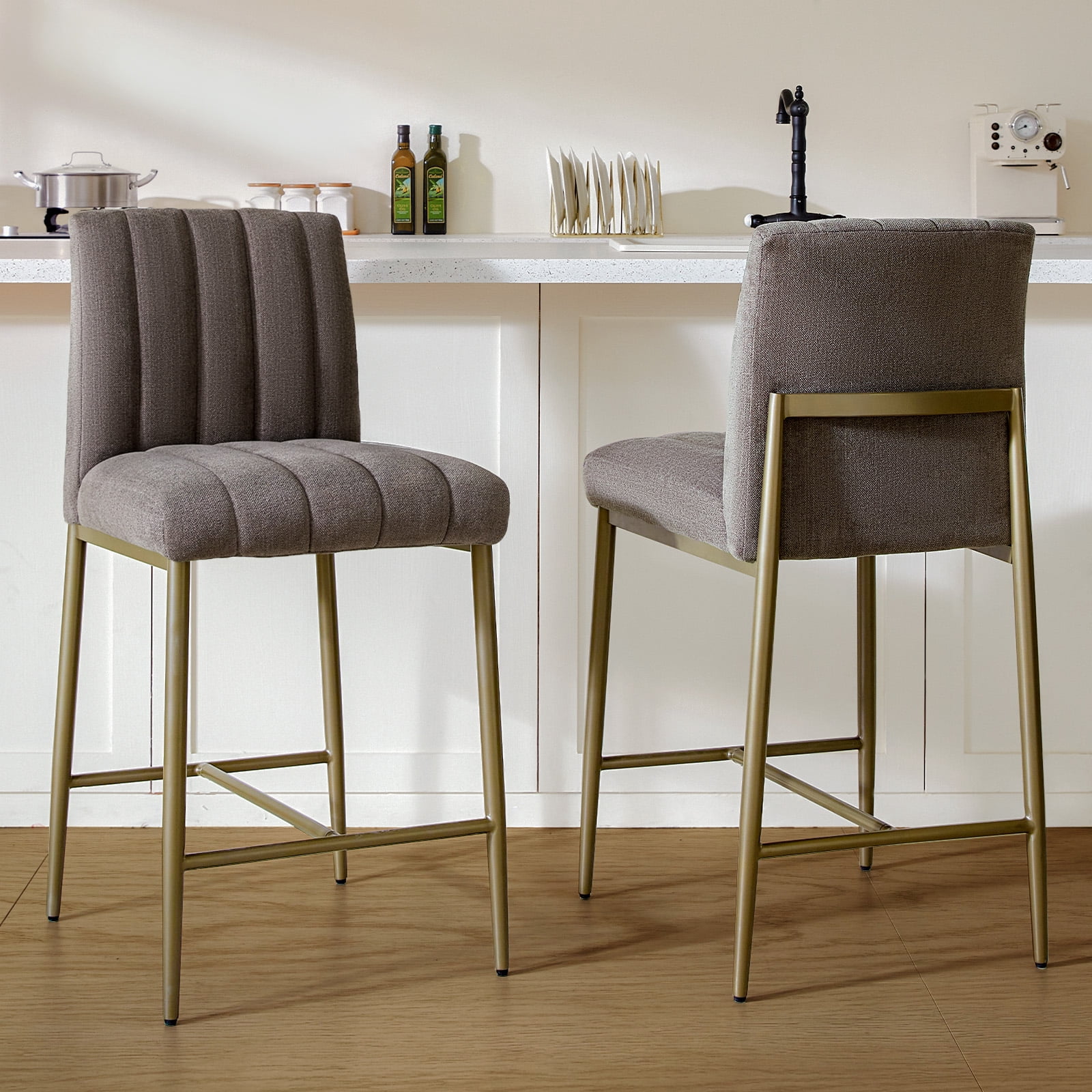 16 Stools GrandNoor Comfortable Bar Stools Set of 2, 26” Thick Upholstered ...