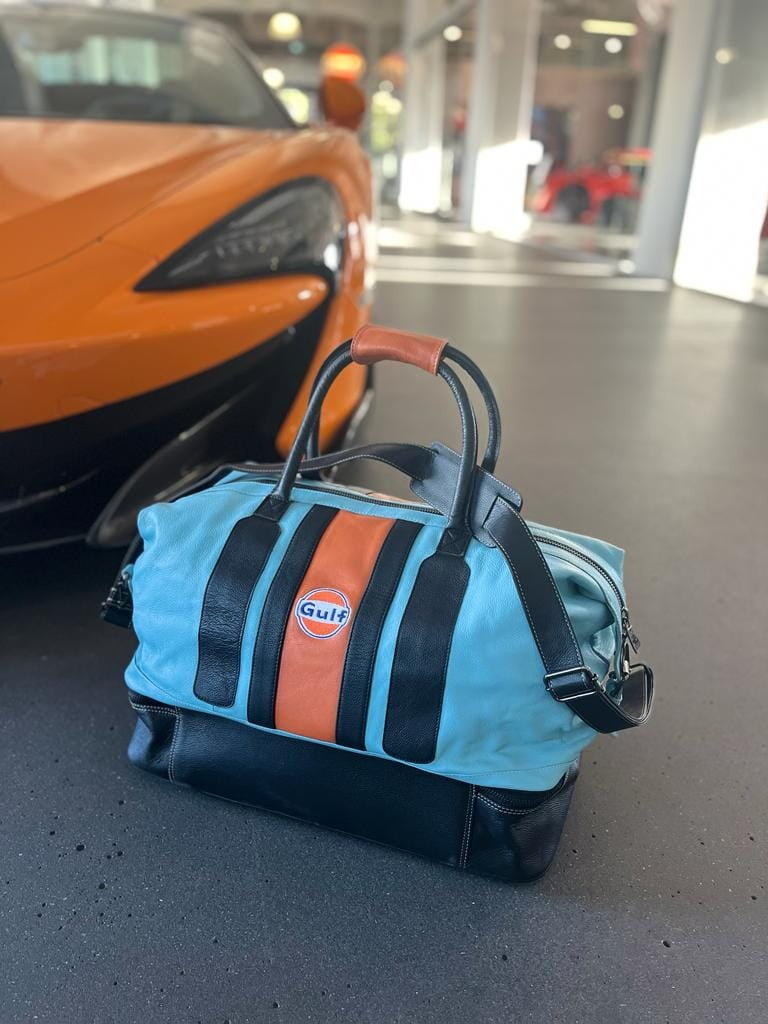 GrandPrix Originals Gulf Leather Track Sport Dual-Compartment Bag ...
