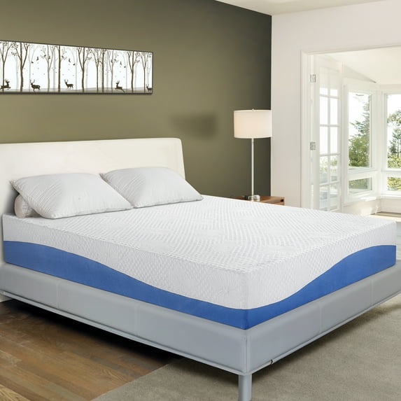 GrandRest 10'' Adult DreamGel, 10 Inch Gel Memory Foam Mattress, King size, Blue/White color