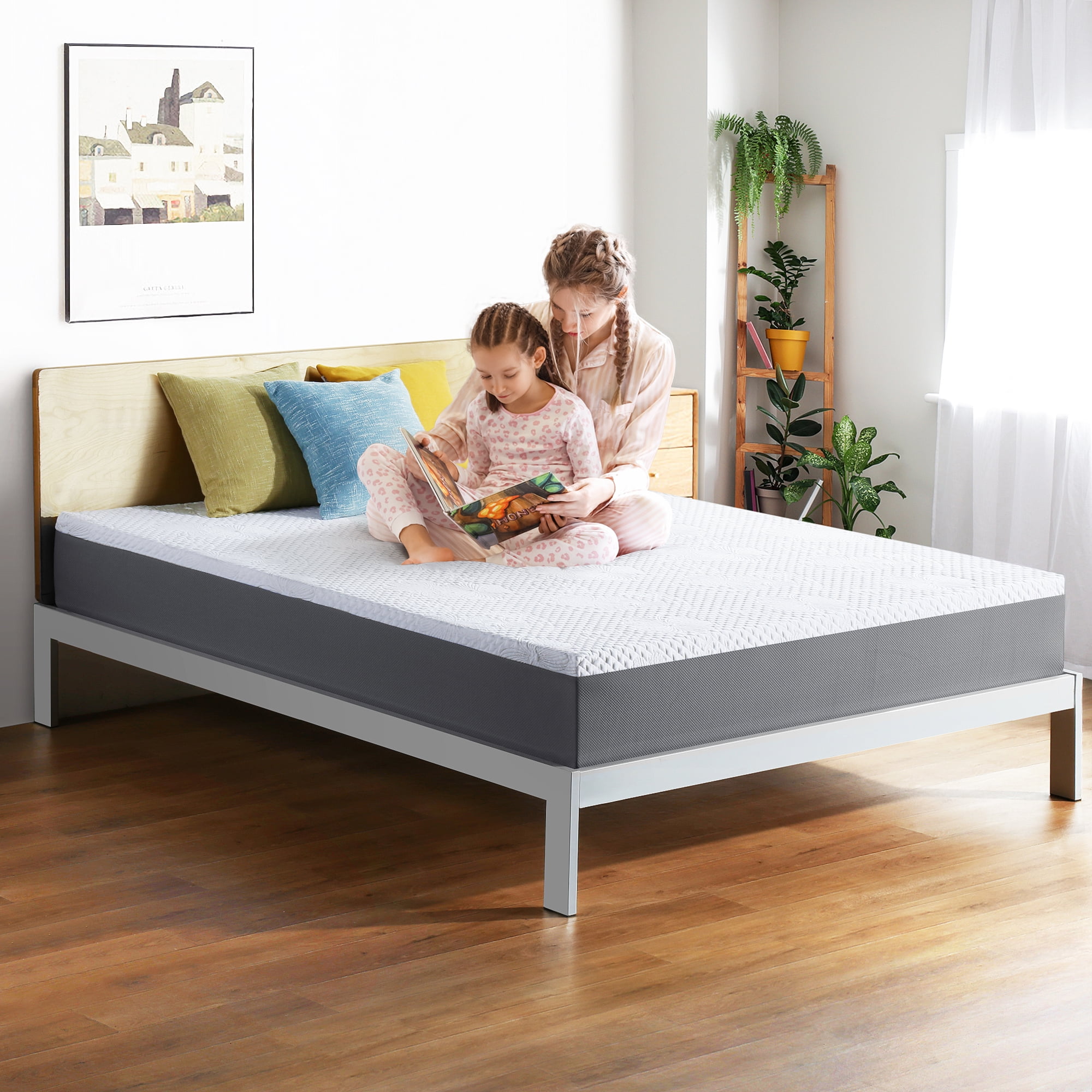 GrandRest 10'' Adult LuxeComfort Gel Memory Foam Mattress, Queen, Grey