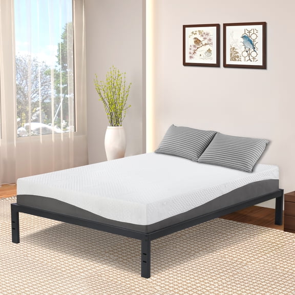 GrandRest 14" Modern Dura Steel Slat Bed Frame, Non-Slip, Queen