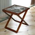 thumbnail image 1 of GrandRest Wood and Marble X-Leg Side Table, Black/Brown, 1 of 6