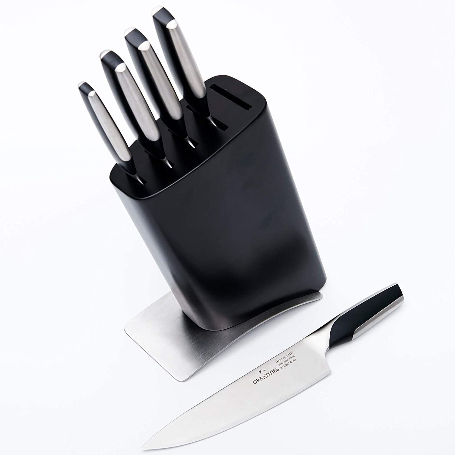 GRANDTIES 7 Piece High Carbon Stainless Steel Knife Block Set