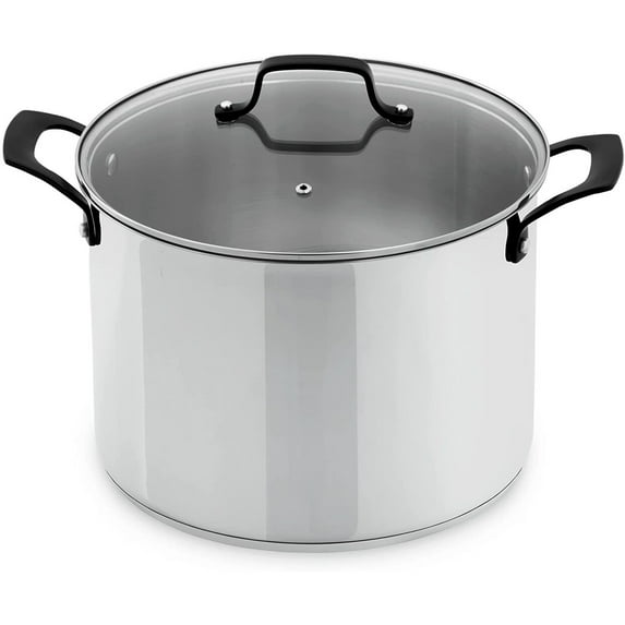GrandTies Tri-Ply 12 QT Stainless Steel Stock Pot with Lid Induction Cookware
