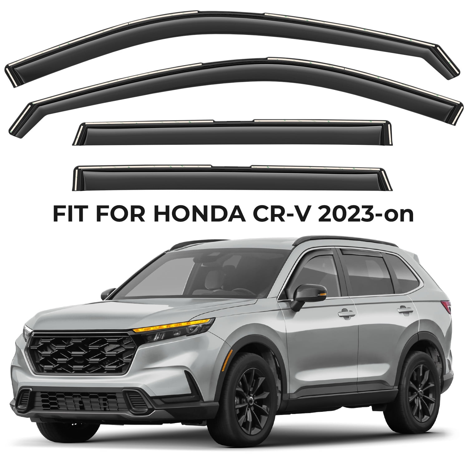 GrandWheel Co Window Deflectors Smoke Tinted In-Channel Side Window Vent Visor Deflectors Rain Guards Compatible with Honda CR-V (CRV) 2023-2026 - 4pcs. GW0816