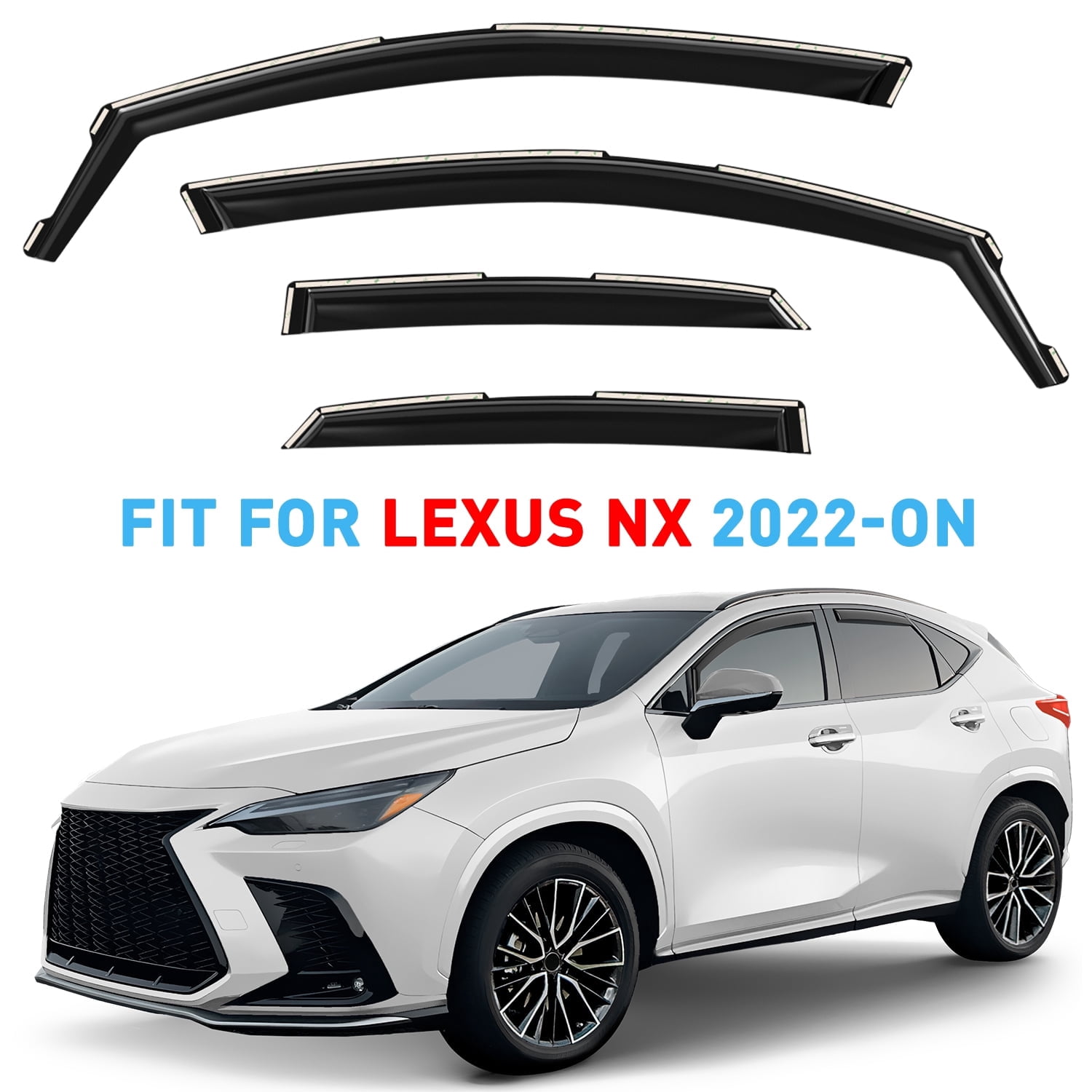 GrandWheel Co Window Deflectors Smoke Tinted In-Channel Side Window Vent Visor Deflectors Rain Guards Compatible with Lexus NX 2022-2025 - 4pcs. GW0819