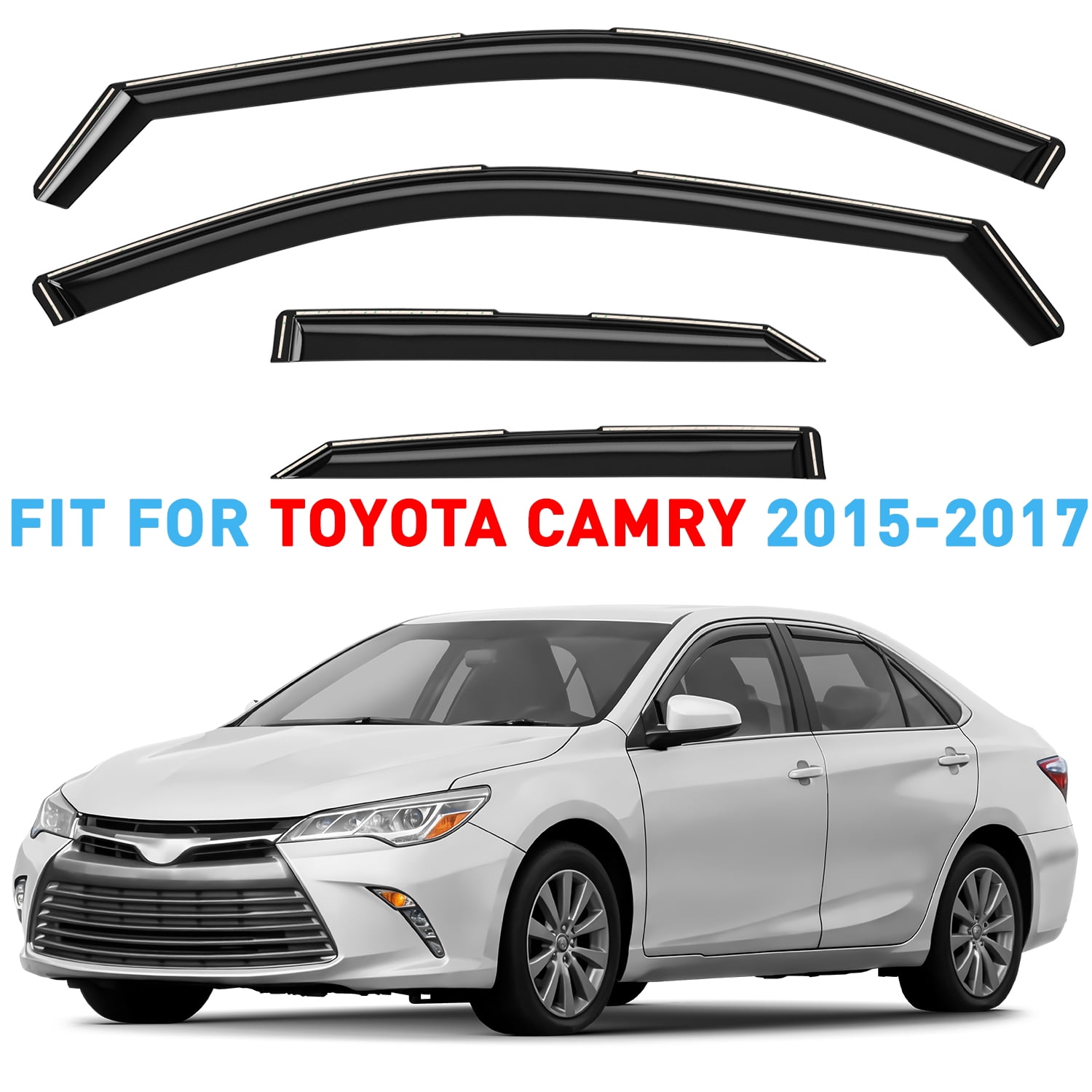 GrandWheel Co Window Deflectors Smoke Tinted In-Channel Side Window Vent Visor Deflectors Rain Guards Compatible with Camry 2015-2017 - 4pcs. GW0533