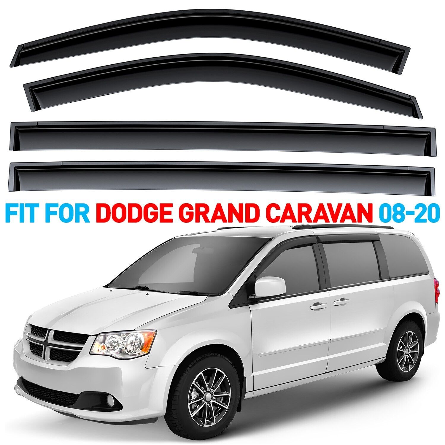 GrandWheel Co Smoke Tinted TapeOn Side Window Vent Visor Deflectors Rain Guards Compatible with