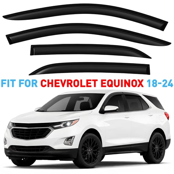 GrandWheel Co Window Deflectors Smoke Tinted Tape-On Side Window Vent Visor Deflectors Rain Guards Compatible with Chevrolet (Chevy) Equinox 2018-2024 - 4pcs. GW0780