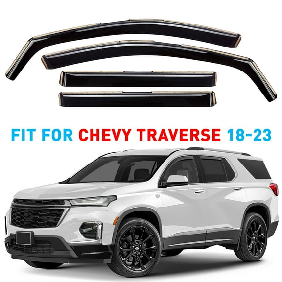 GrandWheel Co Smoke Tinted in-Channel Side Window Vent Visor Deflectors Rain Guards Compatible with Traverse 2018-2023 - 4pcs. GW0556