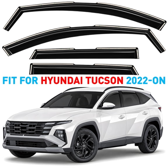 GrandWheel Co Window Deflectors Smoke Tinted In-Channel Side Window Vent Visor Deflectors Rain Guards Compatible with Tucson 2022-2026 - 4pcs. GW0718