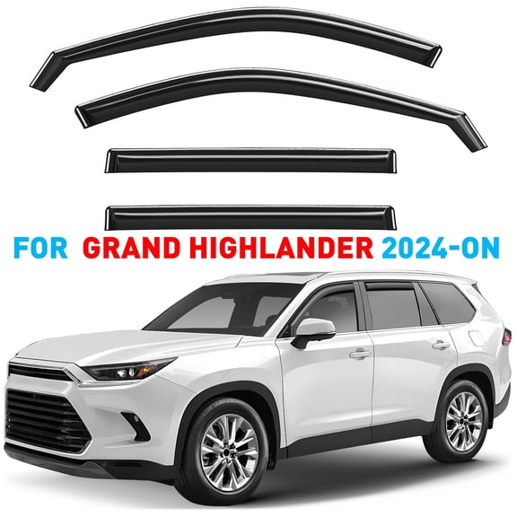 GrandWheel Co Window Deflectors Smoke Tinted In-Channel Side Window Vent Visor Deflectors Rain Guards Compatible with Grand Highlander 2024-2025 - 4pcs. GW0897