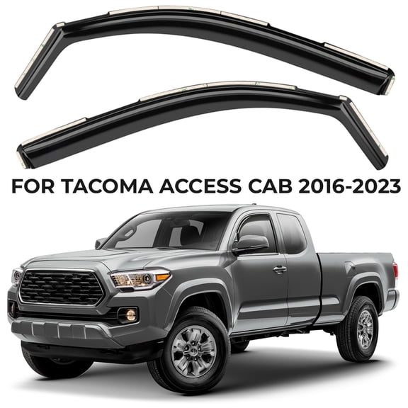 GrandWheel Co Window Deflectors Smoke Tinted In-Channel Side Window Vent Visor Deflectors Rain Guards Compatible with Toyota Tacoma 2016-2023 Access Cab/Double Cab - 2pcs. GW0083