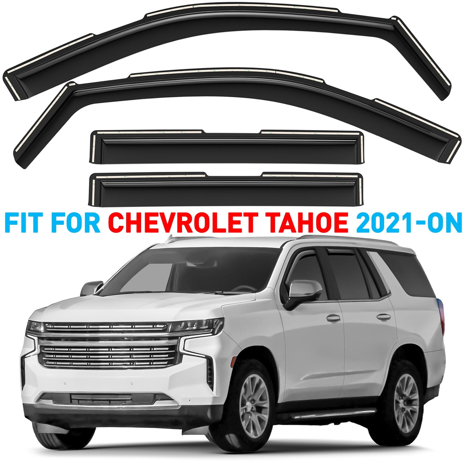 GrandWheel Co Window Deflectors Smoke Tinted In-Channel Side Window Vent Visor Deflectors Rain Guards Compatible with Tahoe 2021-2025 - 4pcs. GW0870