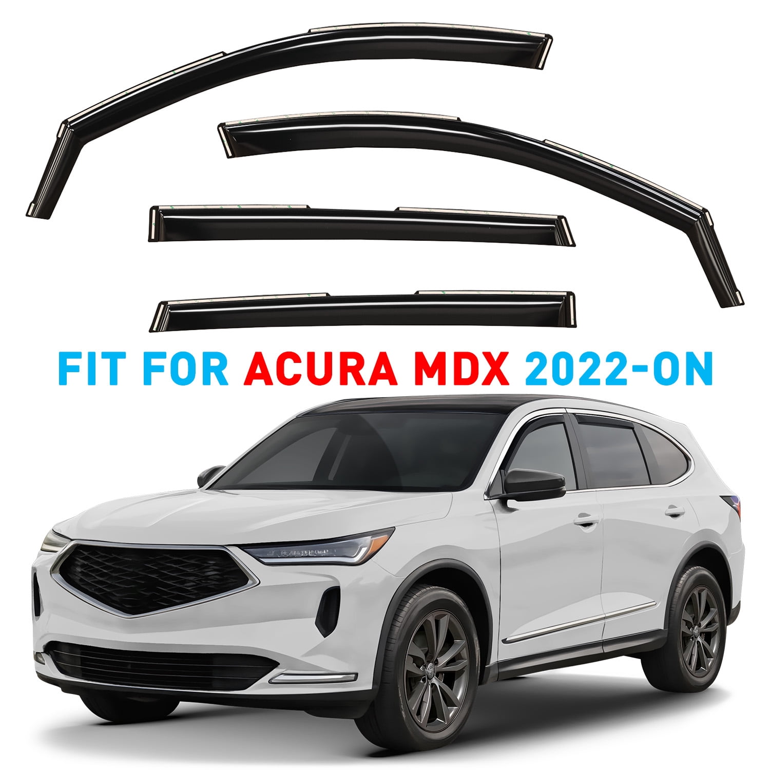 GrandWheel Co Window Deflectors Smoke Tinted In-channel Side Window Vent Visor Deflectors Rain Guards Compatible with Acura MDX 2022-2026 - 4 pcs. GW1019