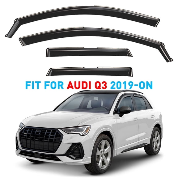 GrandWheel Co Window Deflectors Smoke Tinted In-channel Side Window Vent Visor Deflectors Rain Guards Compatible with Audi Q3 2019-2026 - 4 pcs. GW1015