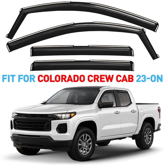 GrandWheel Co Window Deflectors Smoke Tinted In-channel Side Window Vent Visor Deflectors Rain Guards Compatible with Chevrolet (Chevy) Colorado 2023-2026 Crew Cab - 4 pcs. GW1016