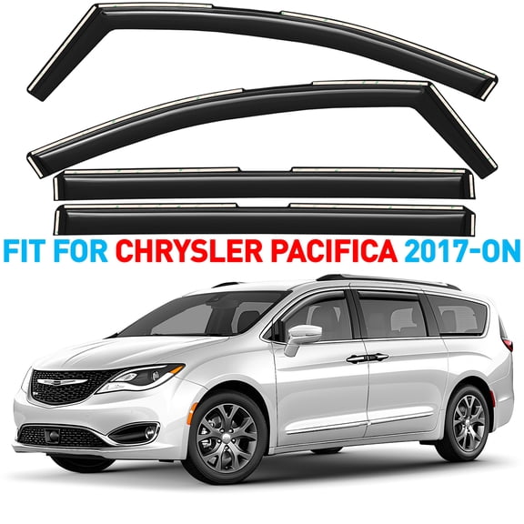 GrandWheel Co Window Deflectors Smoke Tinted In-channel Side Window Vent Visor Deflectors Rain Guards Compatible with Chrysler Pacifica 2017-2026 - 4 pcs. GW0979