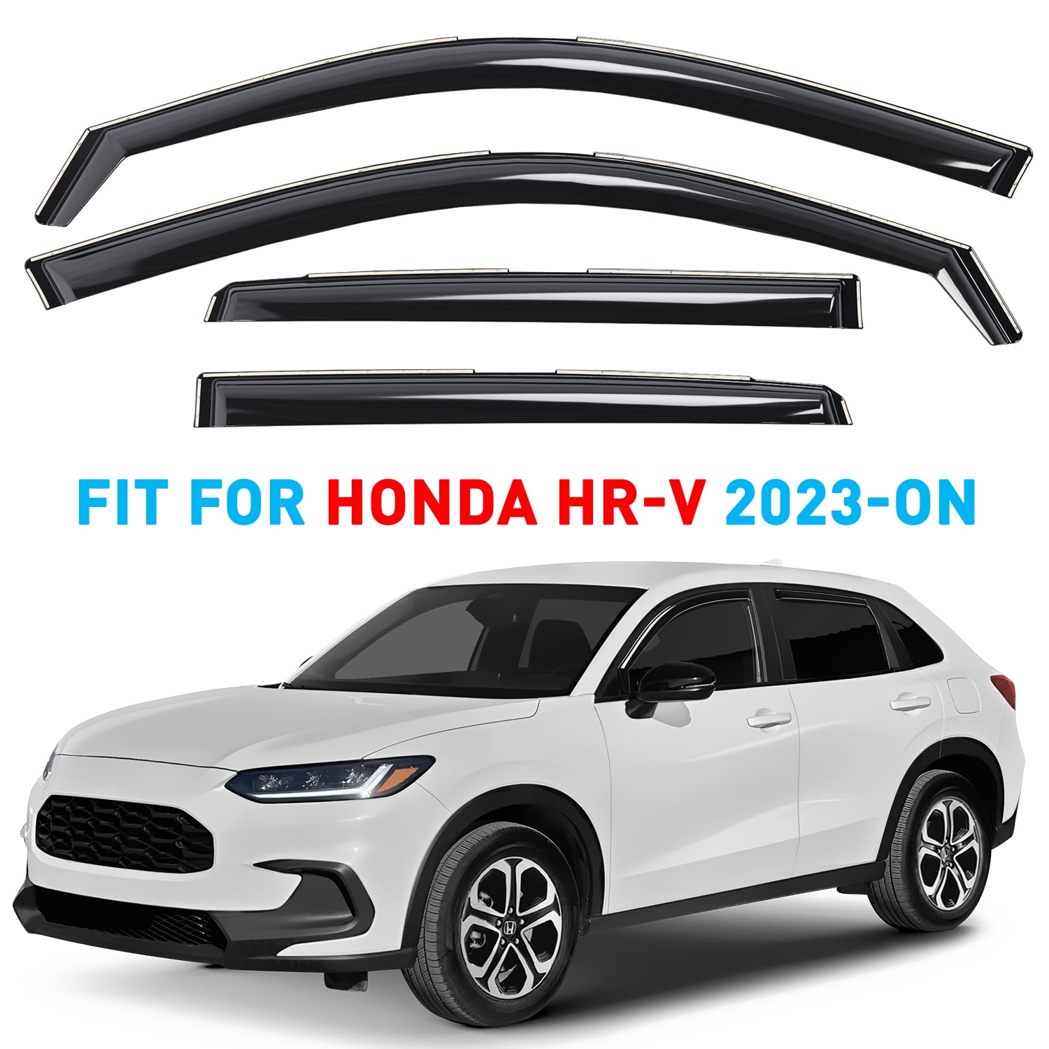 GrandWheel Co Window Deflectors Smoke Tinted In-channel Side Window Vent Visor Deflectors Rain Guards Compatible with Honda HR-V 2023-2026 - 4 pcs. GW0975