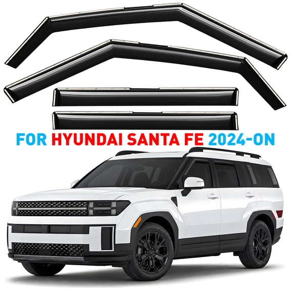 GrandWheel Co Window Deflectors Smoke Tinted In-channel Side Window Vent Visor Deflectors Rain Guards Compatible with Hyundai Santa Fe 2024-2026 - 4 pcs. GW0999