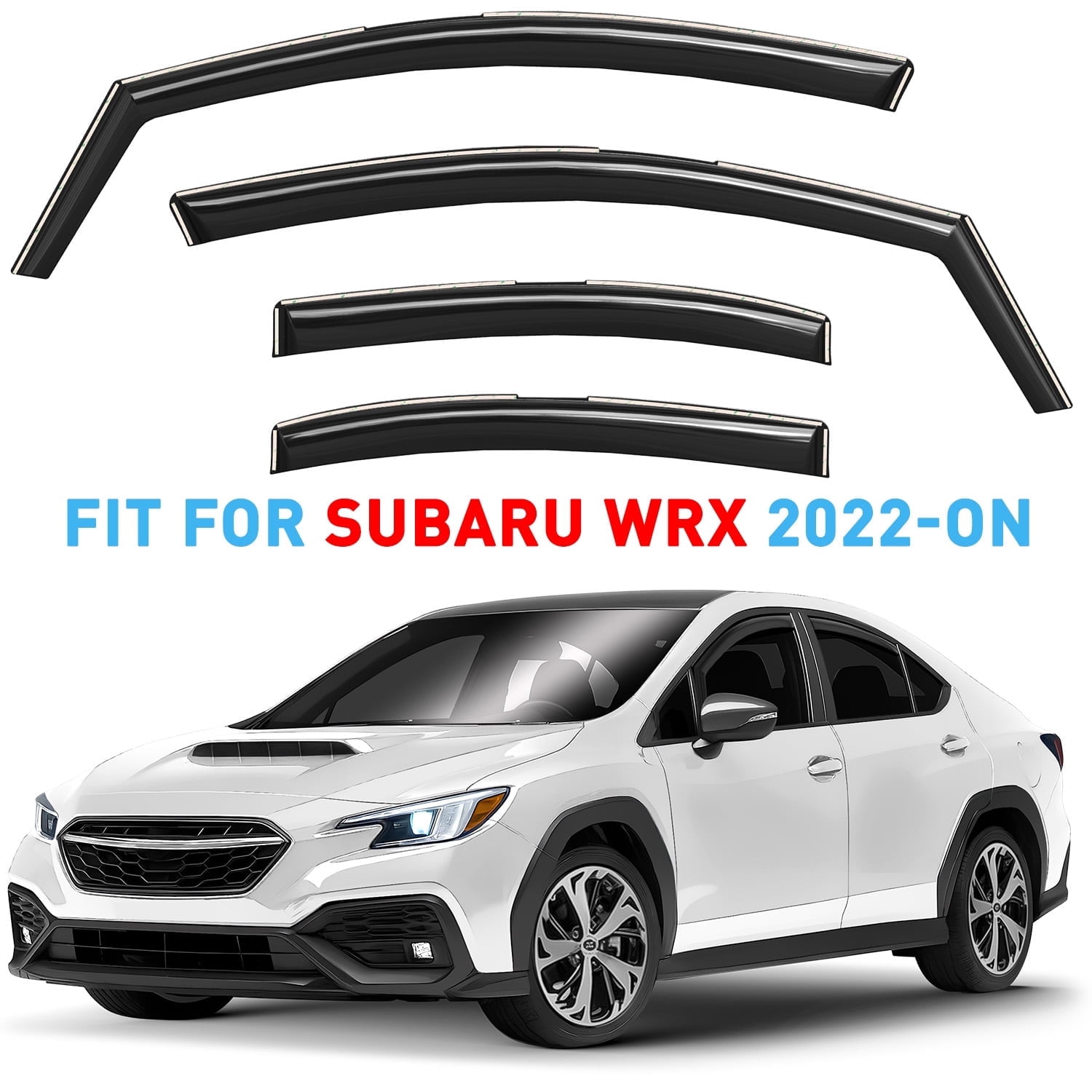 GrandWheel Co Window Deflectors Smoke Tinted In-channel Side Window Vent Visor Deflectors Rain Guards Compatible with Subaru WRX 2022-2026 - 4 pcs. GW1012