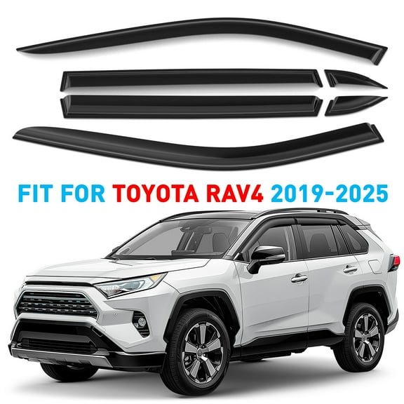 GrandWheel Co Window Deflectors Smoke Tinted Tape-On Side Window Vent Visor Deflectors Rain Guards Compatible with Toyota RAV4 2019-2025 - 6 pcs. GW0899