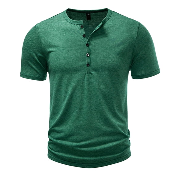 Grandad Collar Henley T Shirt for Men , Men's Smart Half Buttons Tee Slim Fit Collarless Polos T-Shirts Summer Regular Fit Casual Tops Button Up V Neck Pullover Plain Basic Tees Shirt