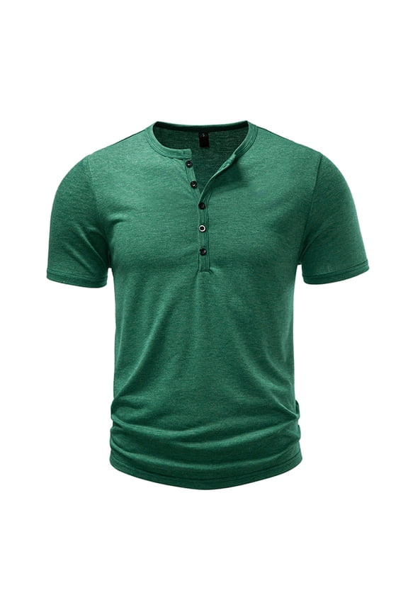 Grandad Collar Henley T Shirt for Men , Men's Smart Half Buttons Tee Slim Fit Collarless Polos T-Shirts Summer Regular Fit Casual Tops Button Up V Neck Pullover Plain Basic Tees Shirt