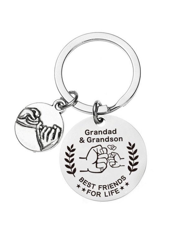 Grandad Grandson Fist Bump Keychain Gift