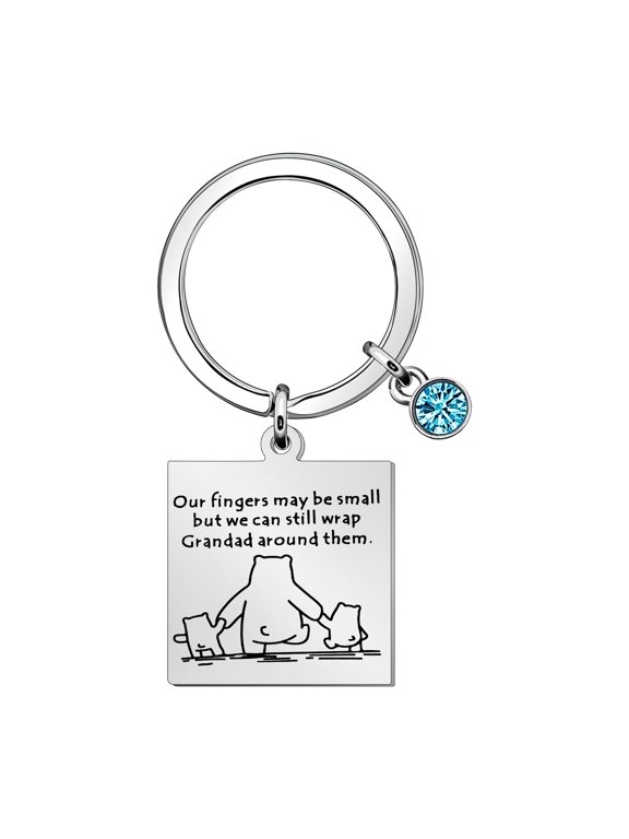 Grandad Keychain Gift,Thank You Silver Pendant Keychain Keyring Key Chain Ring For Grandad Birthday Christmas Father's Day Retirement