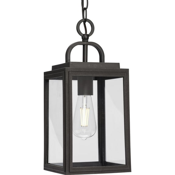Grandbury Collection One-Light Transitional Antique Bronze Clear Glass Outdoor Hanging Light with DURASHIELD